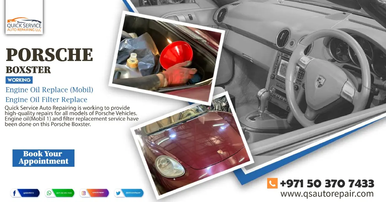Engine oil Mobil 1 and filter replacement service were done for Porsche Boxster.