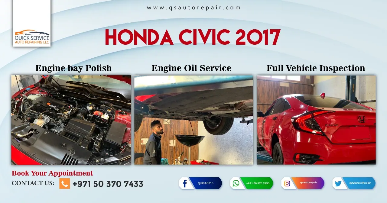 Honda Civic 2017 Engine Oil Service Full Vehicle Inspection Engine Bay Polish
